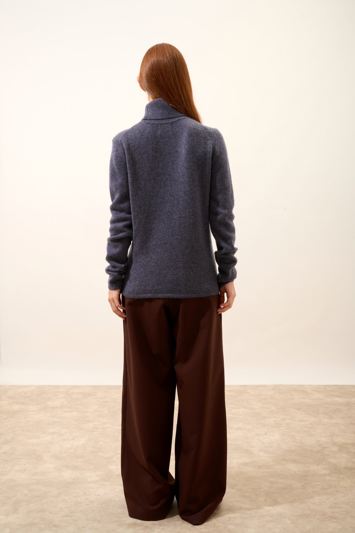 JUNE pull col roulé 4 fils violet gris chiné