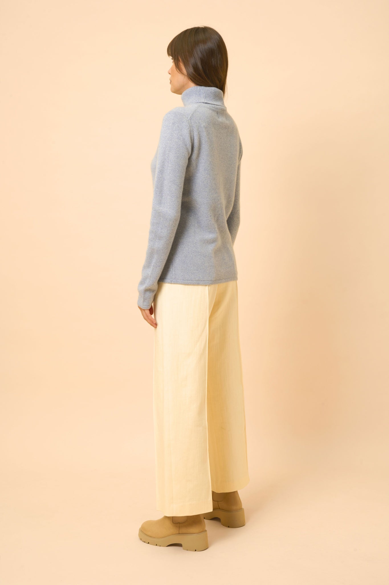 JUNE ivory blue turtleneck sweater