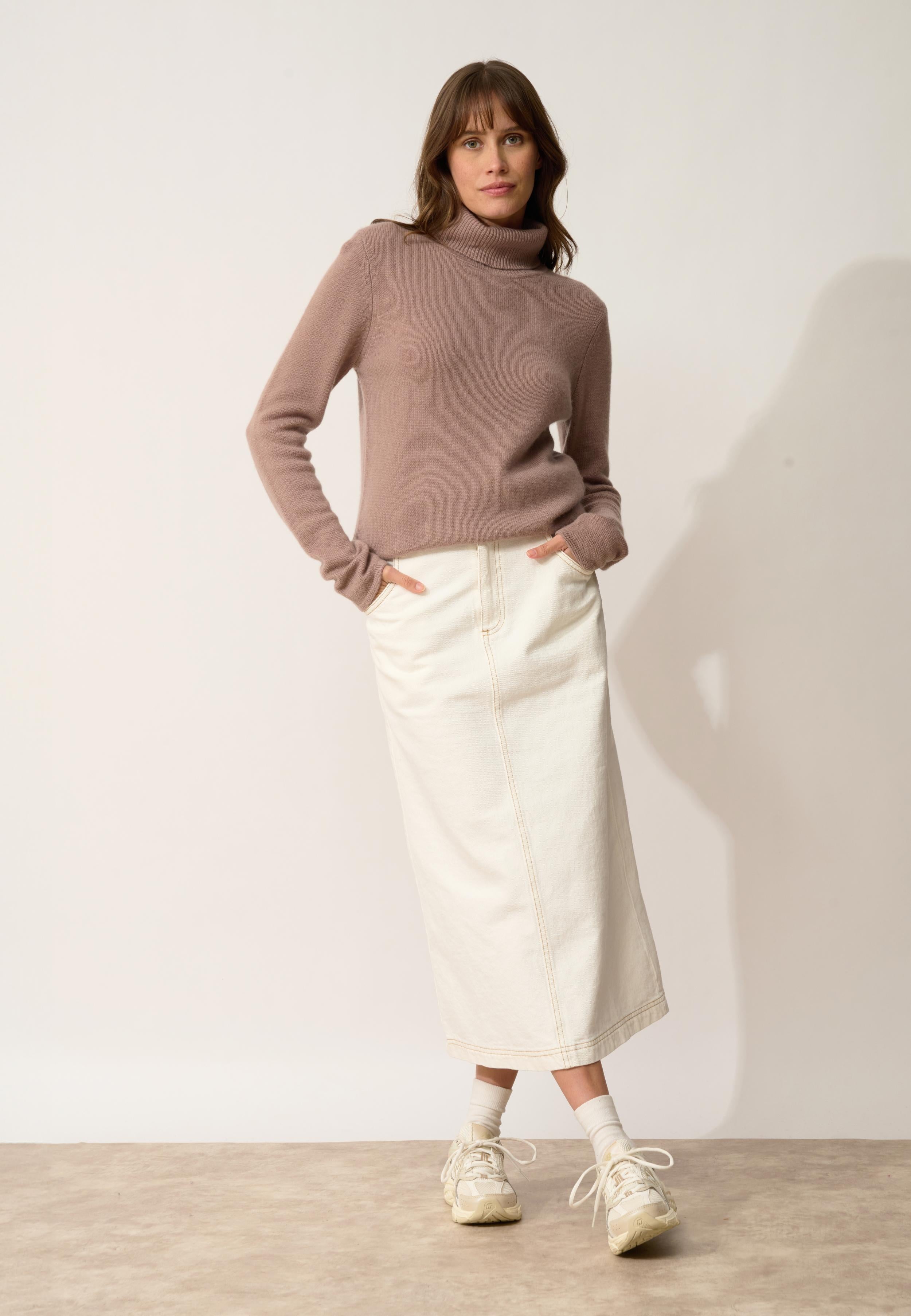 JUNE pull col roulé cuivre