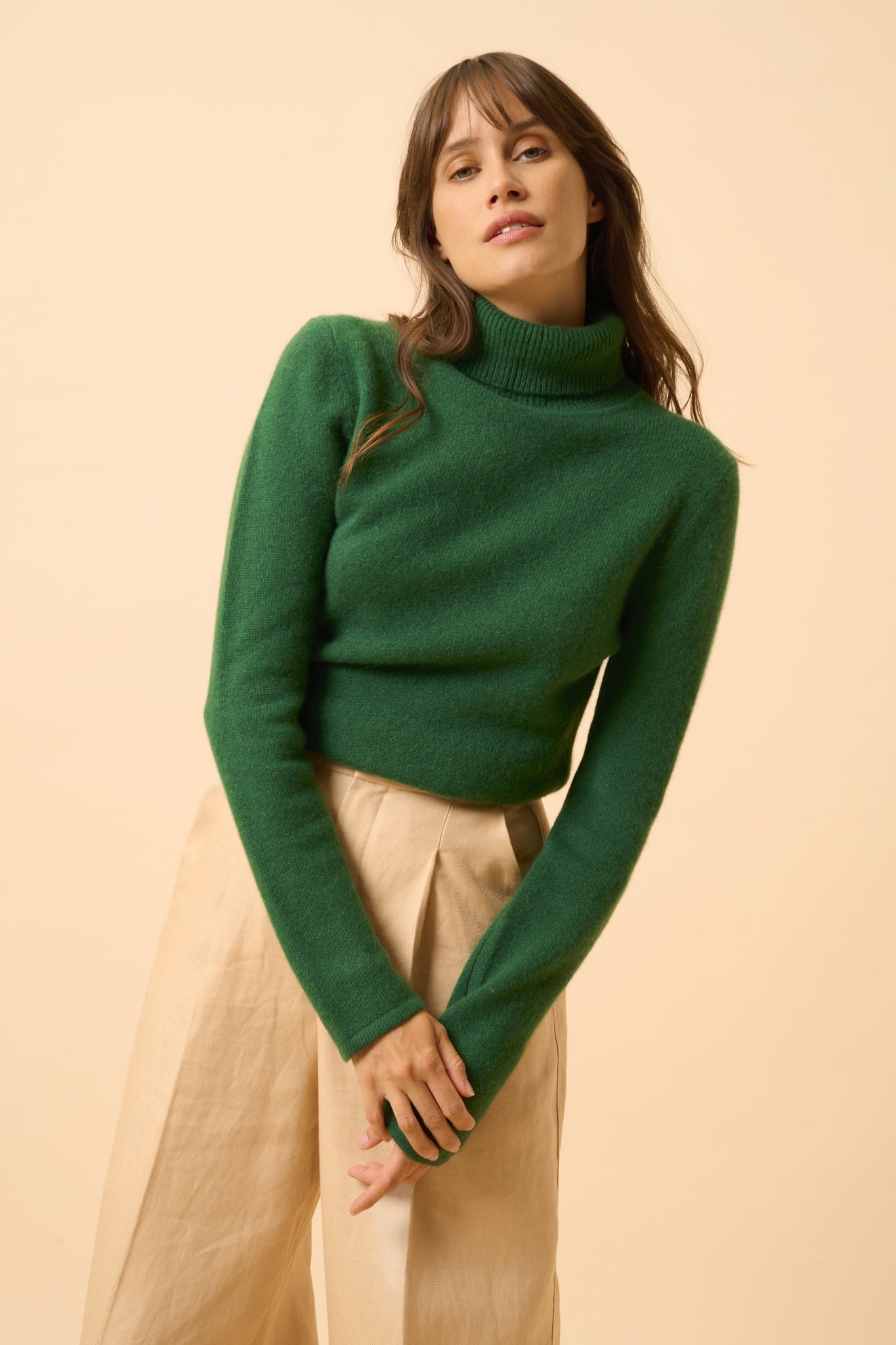 JUNE pull col roulé sapin