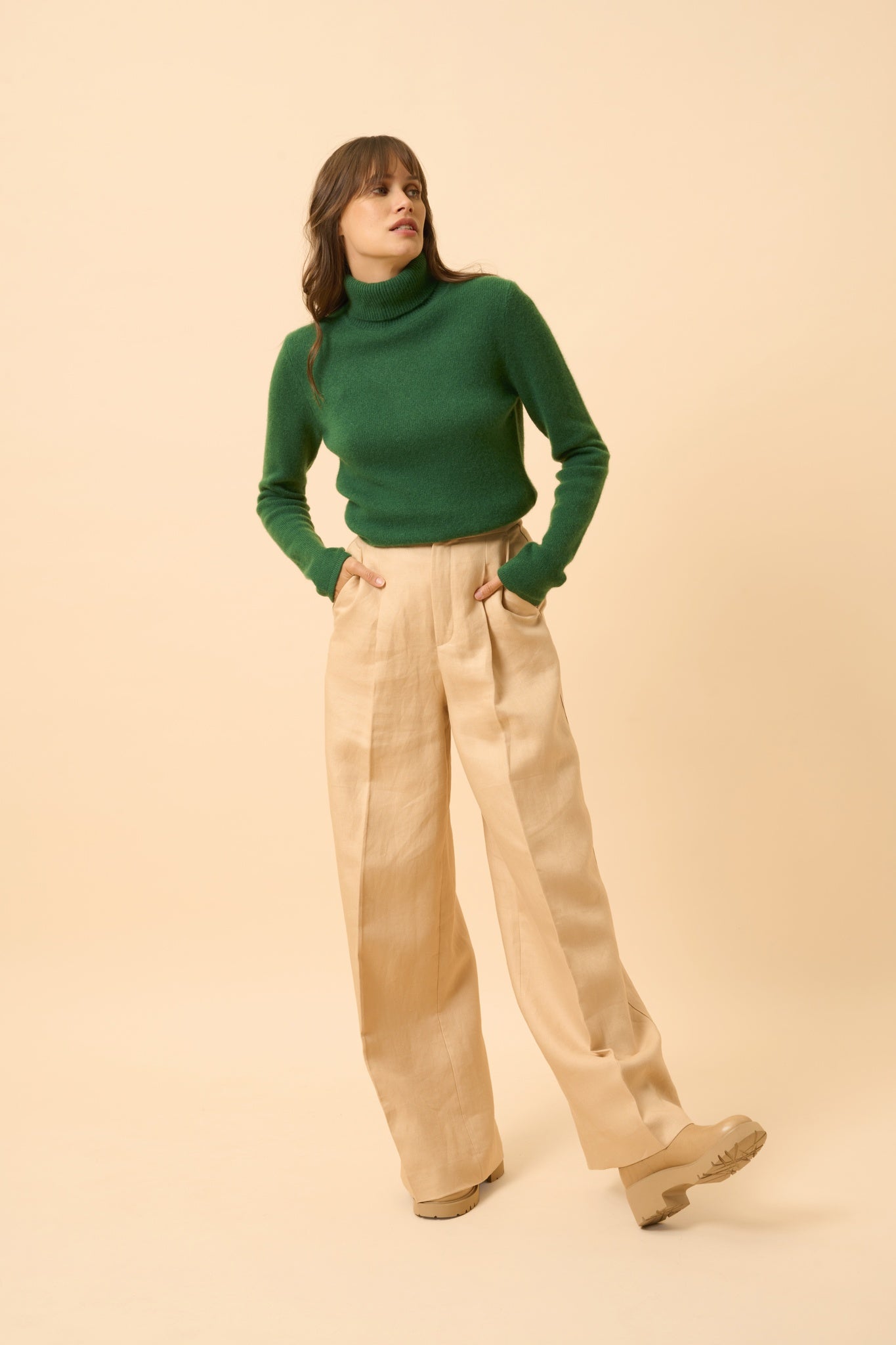 JUNE pull col roulé sapin