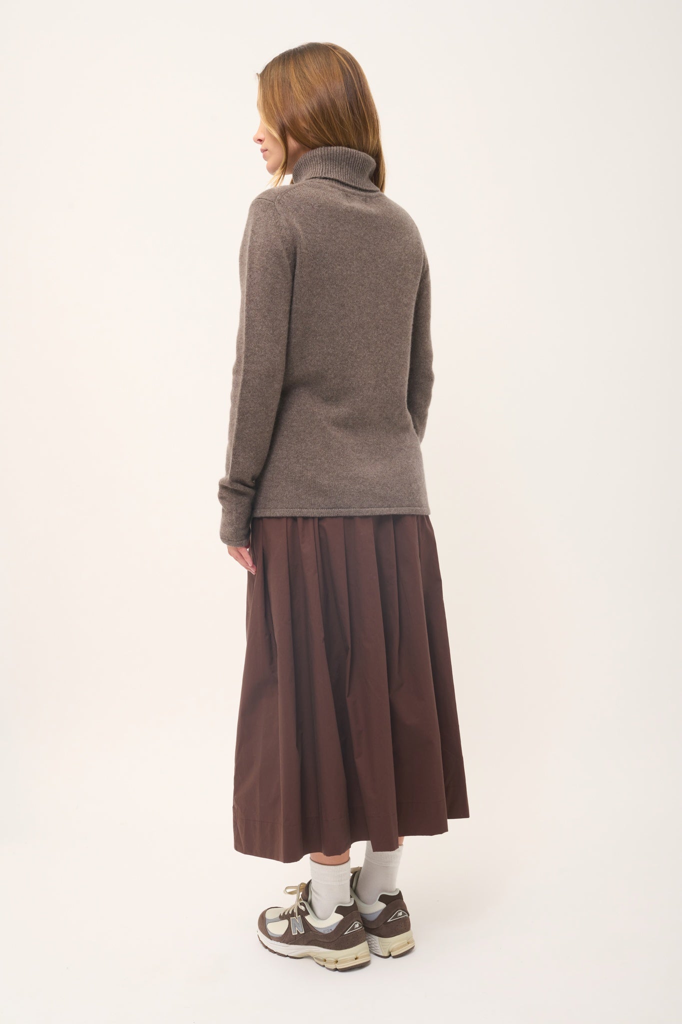 JUNE taupe mottled turtleneck sweater