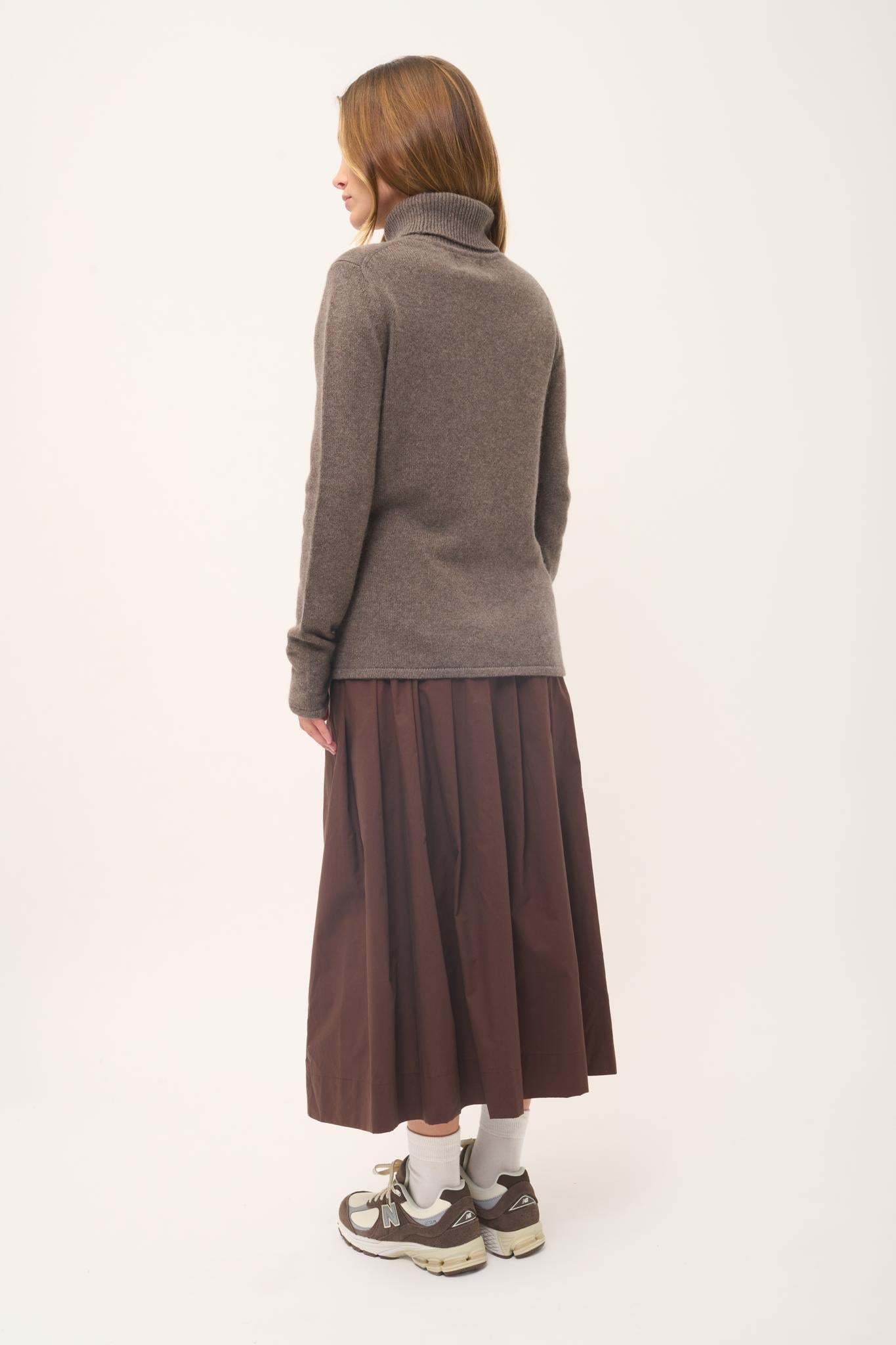 JUNE pull col roulé taupe chiné