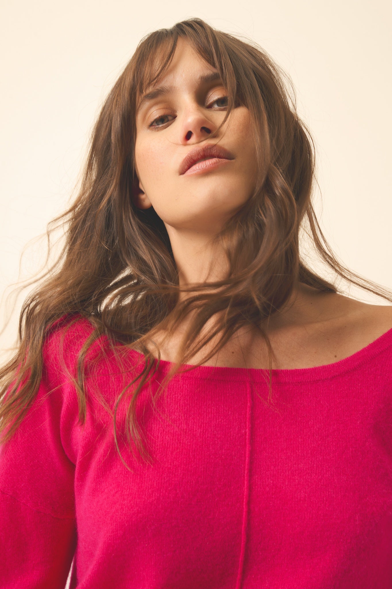 KAREN pull col rond fuchsia