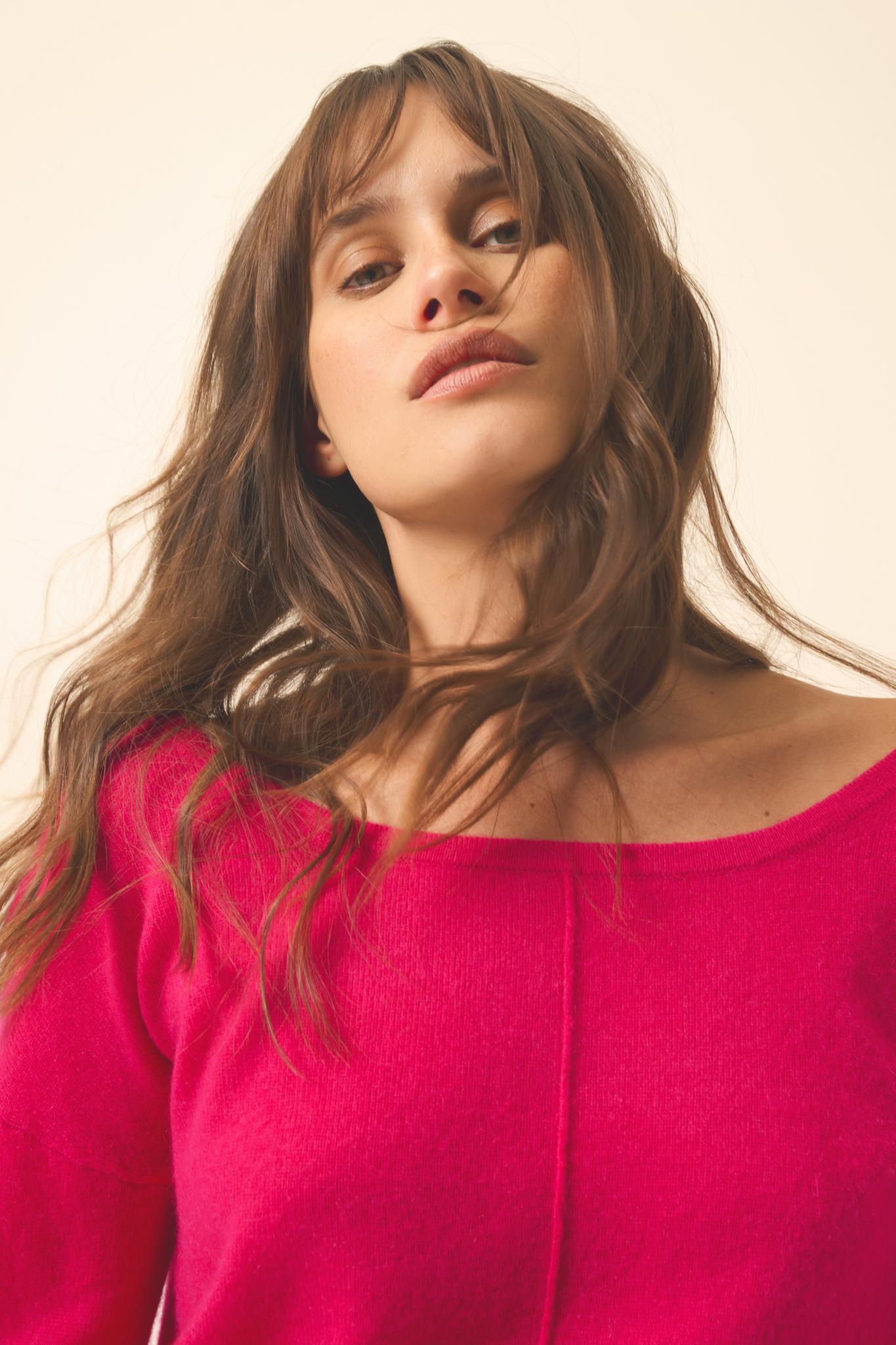 KAREN round-neck sweater fuchsia