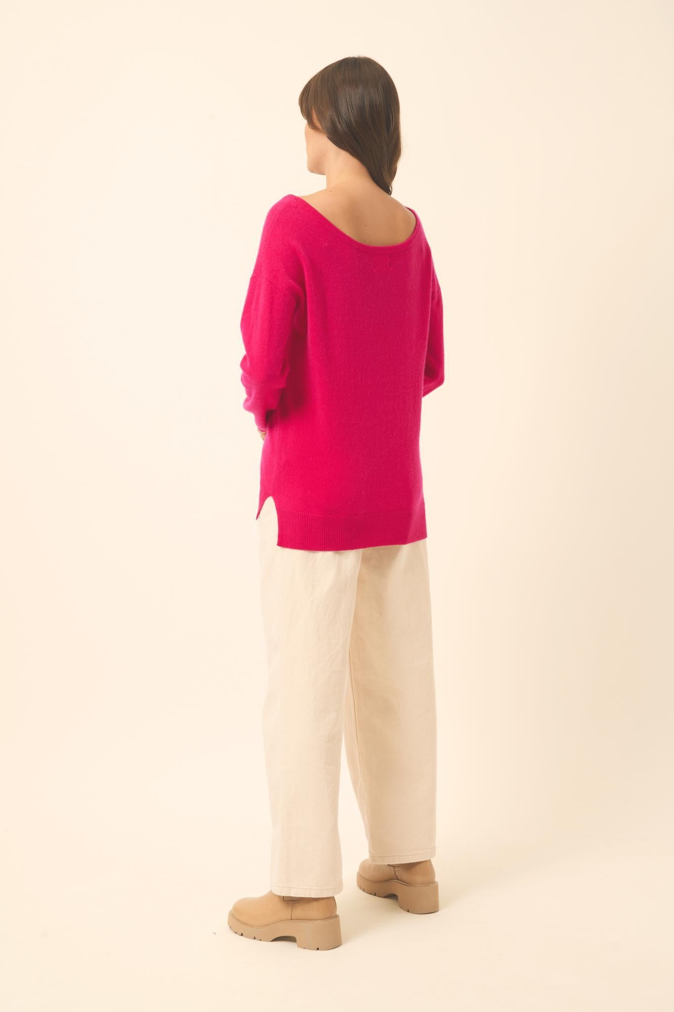 KAREN round-neck sweater fuchsia
