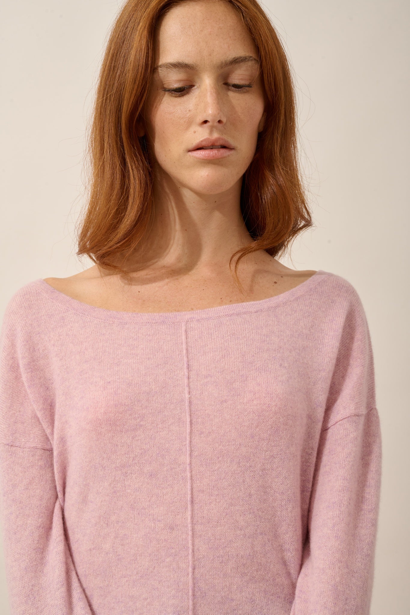 KAREN pull col rond guimauve chiné