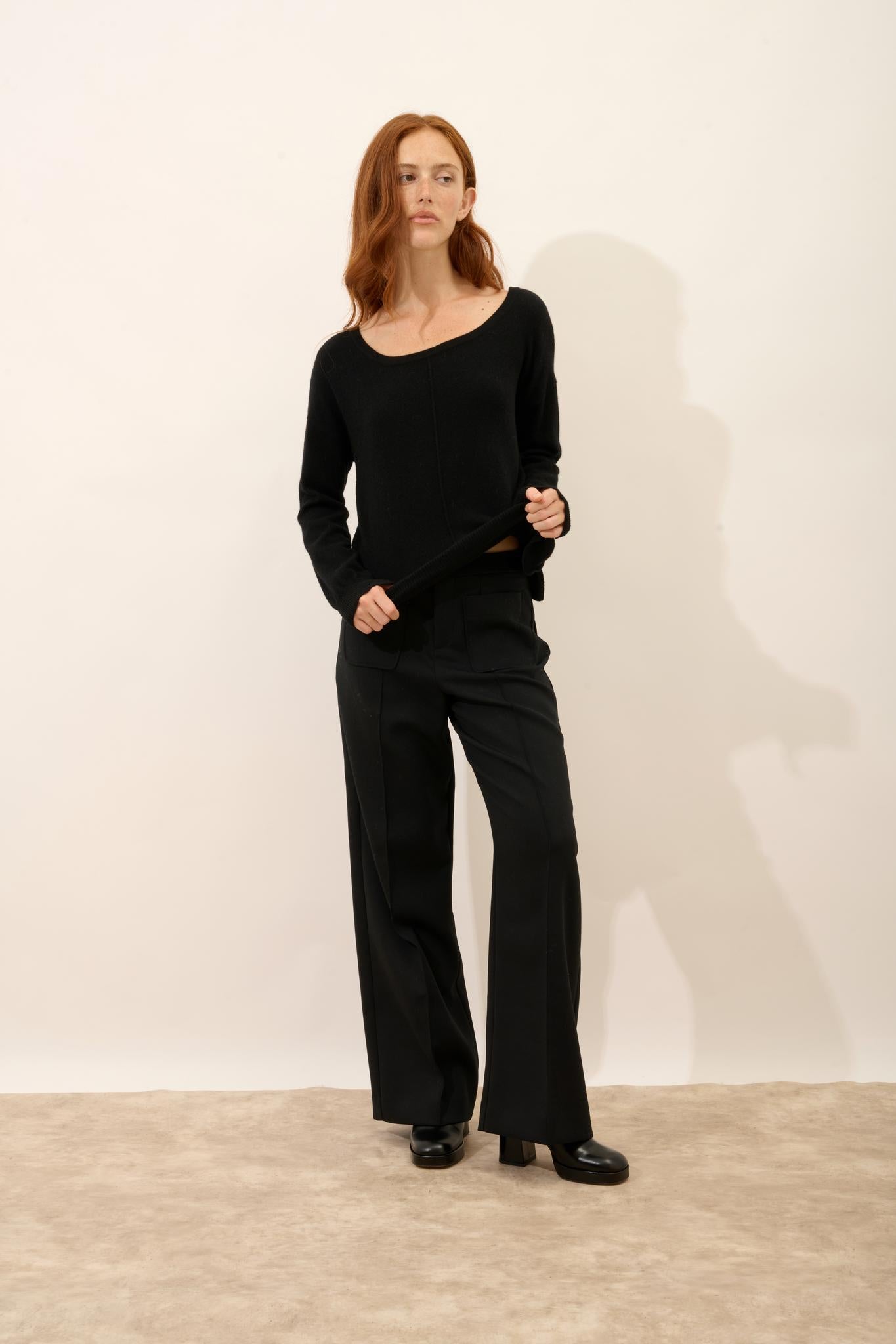 KAREN pull col rond noir