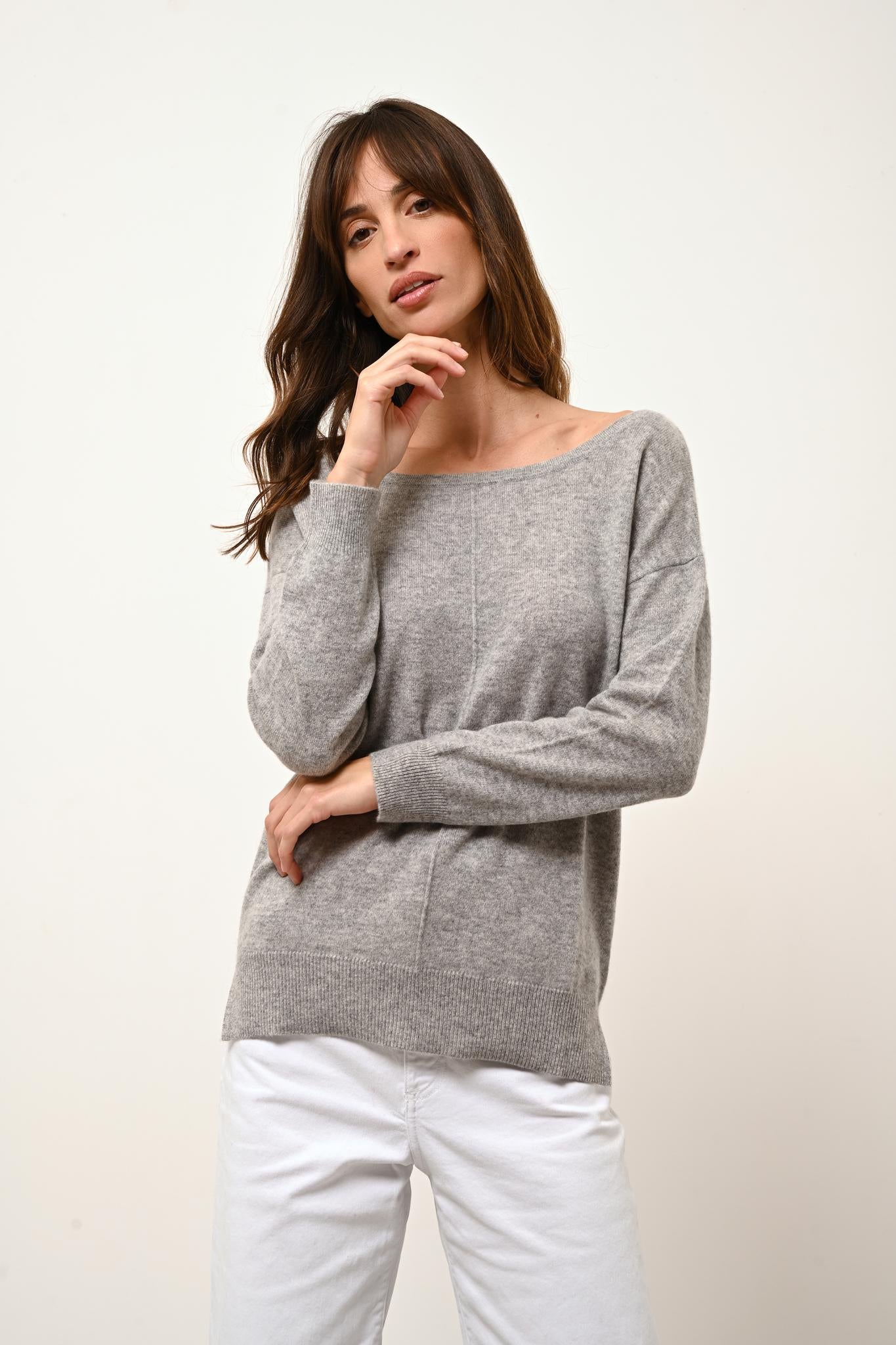 KAREN round-neck sweater nuage chiné