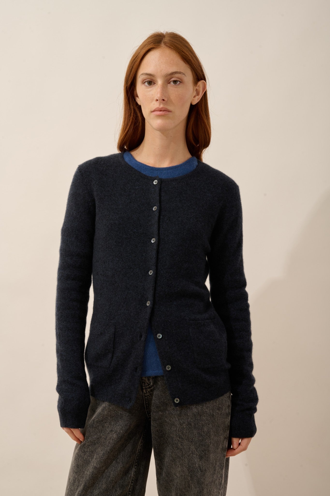 katharine cardigan col rond caviar 100% cachemire