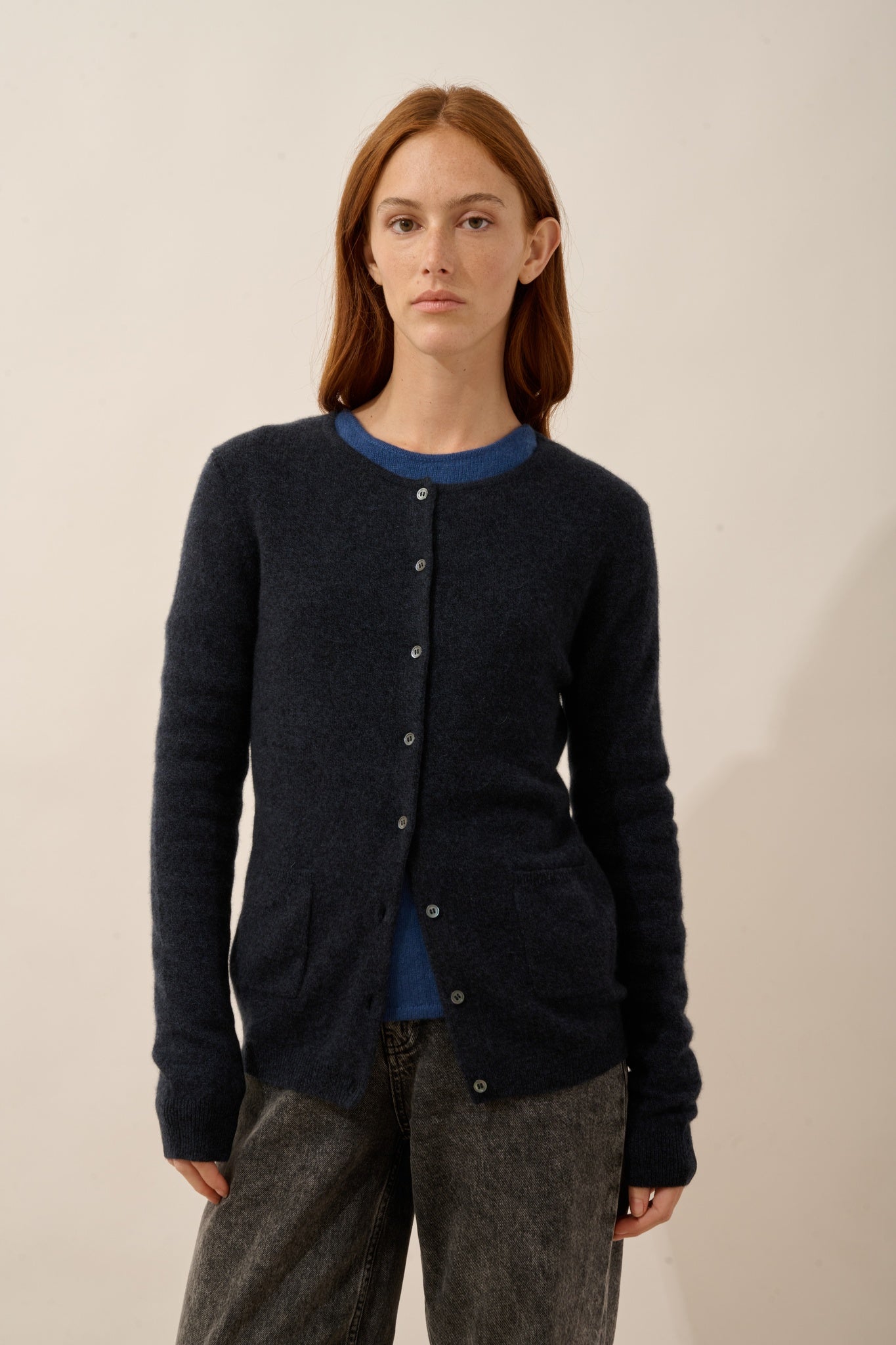 KATHARINE cardigan col rond caviar