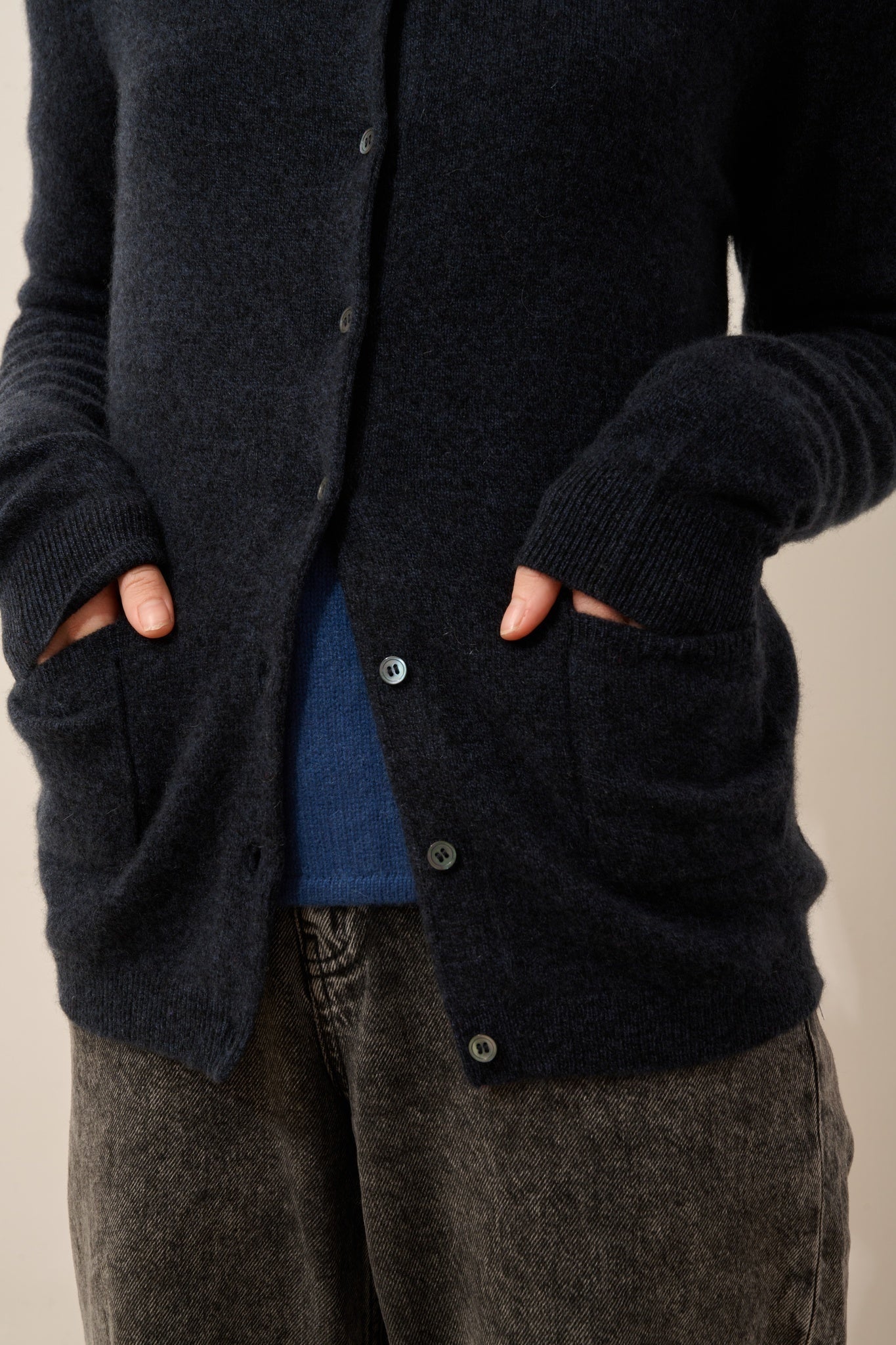 KATHARINE round neck caviar cardigan