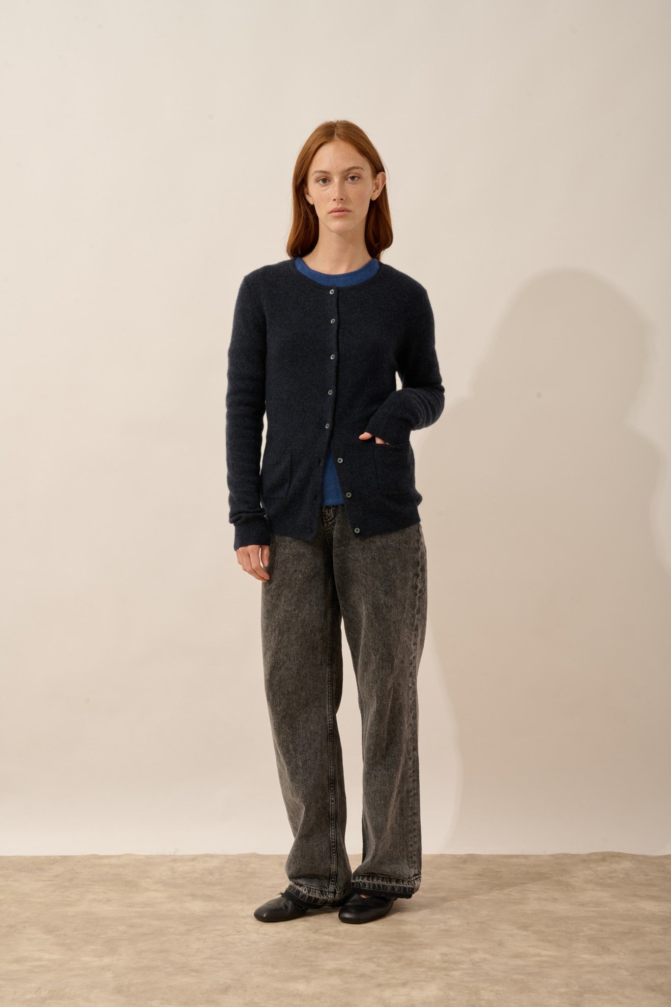 katharine cardigan col rond caviar 100% cachemire