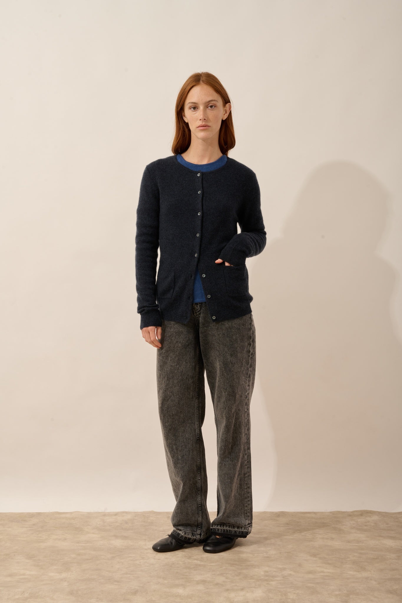 KATHARINE cardigan col rond caviar