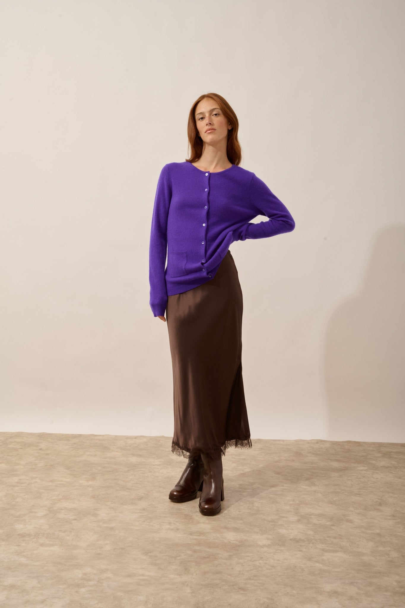 katharine cardigan with round neck in gentian blue