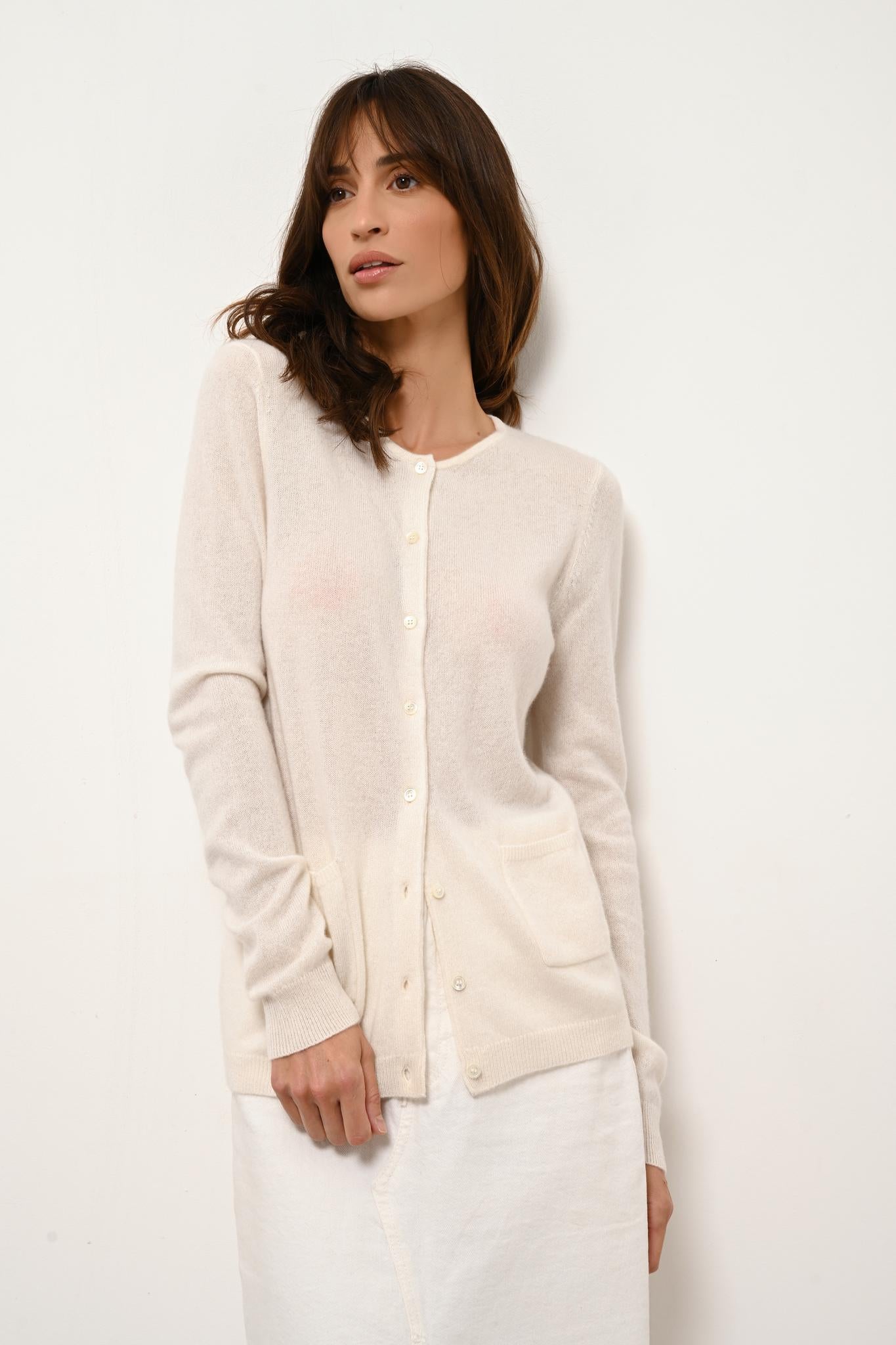 KATHARINE snow round-neck cardigan