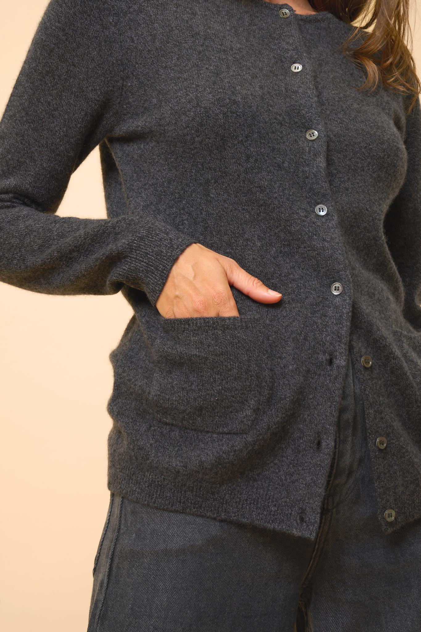 KATHARINE cardigan round neck black mottled