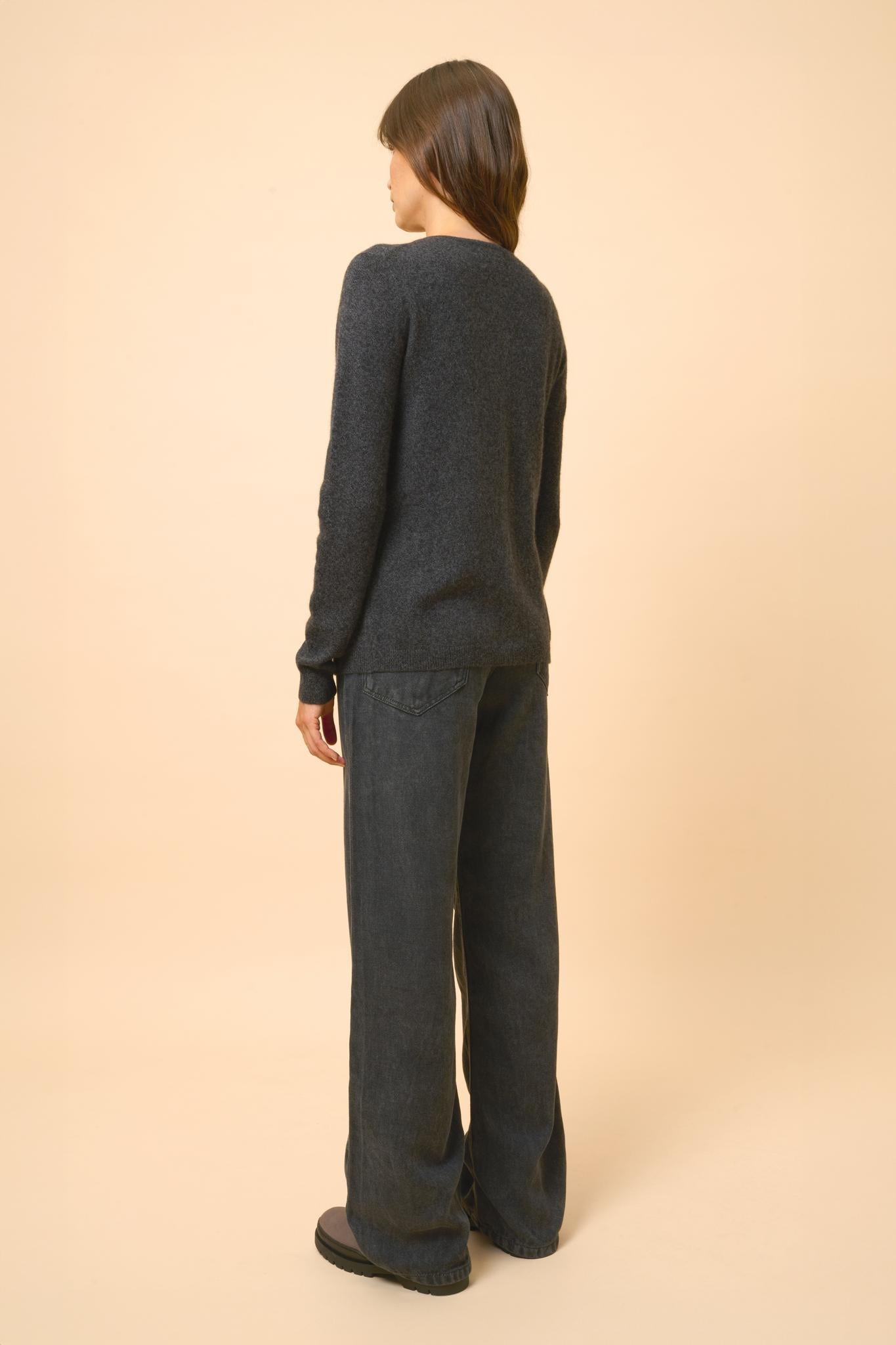 KATHARINE cardigan round neck black mottled