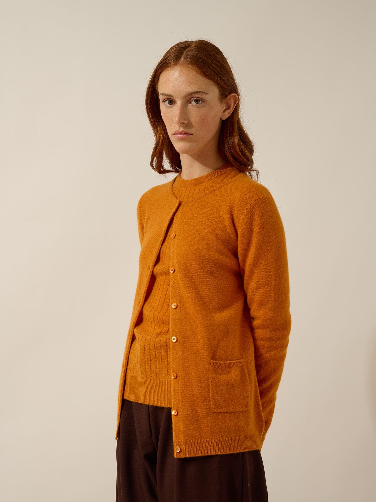 katharine cardigan col rond ocre
