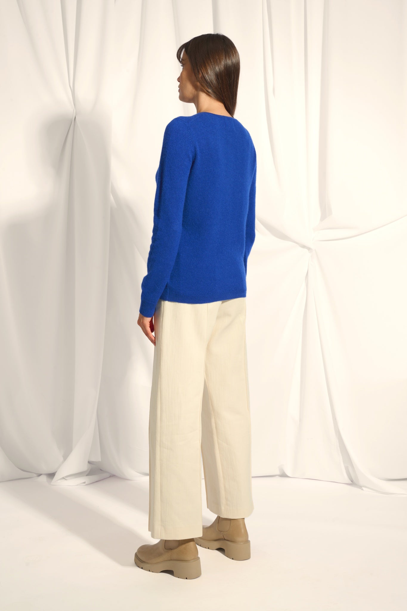 KATHARINE cardigan col rond outremer