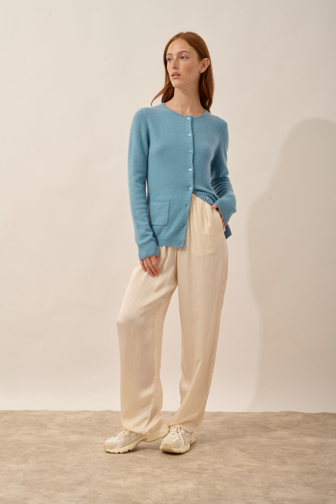 KATHARINE cardigan col rond petrole clair