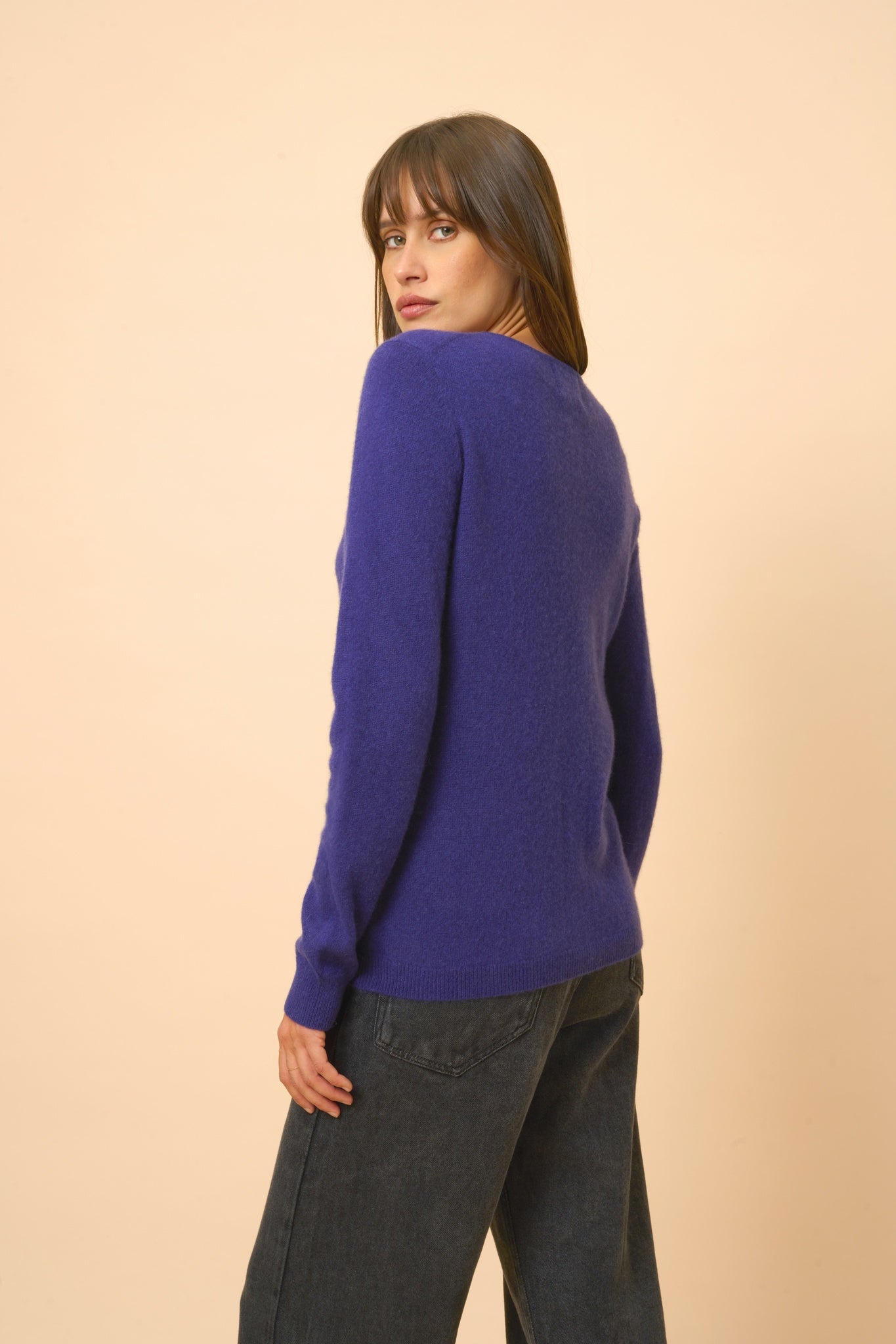 KATHARINE cardigan col rond purple