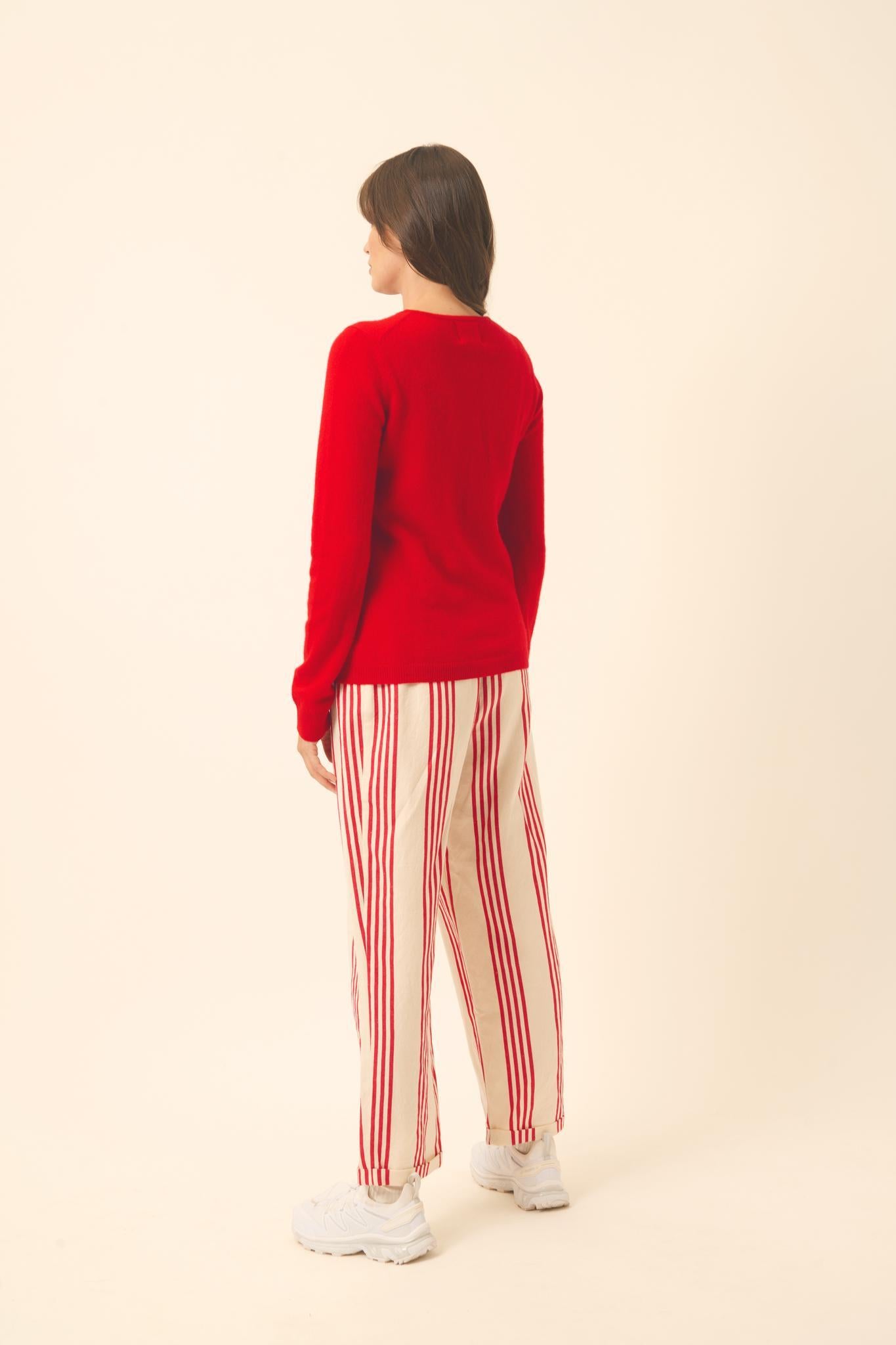 KATHARINE red round-neck cardigan