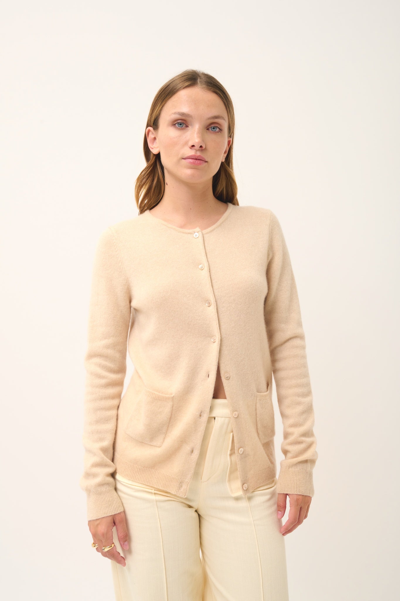 KATHARINE cardigan col rond sable