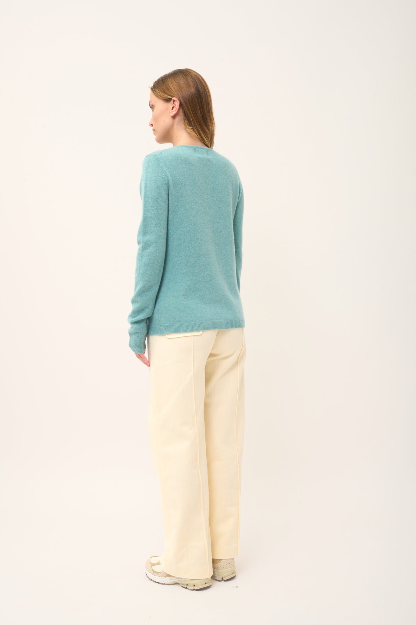 KATHARINE mottled green round-neck cardigan