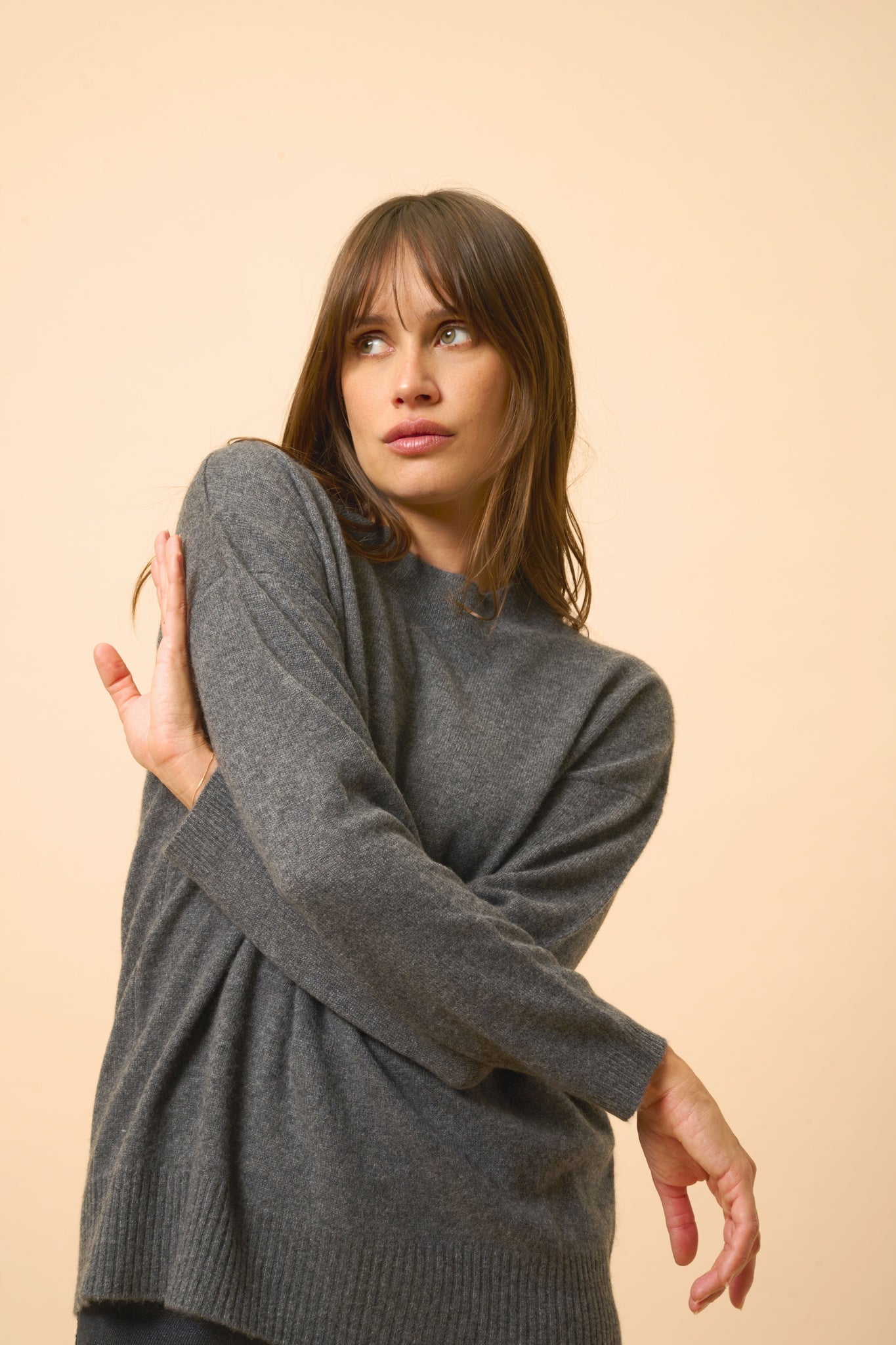 KAYLA round-neck sweater anthracite mottled