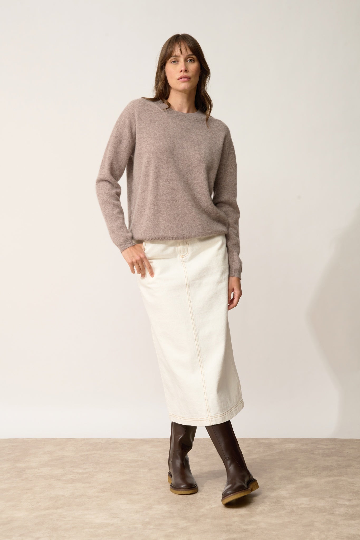 KAYLA round-neck sweater mottled caribou