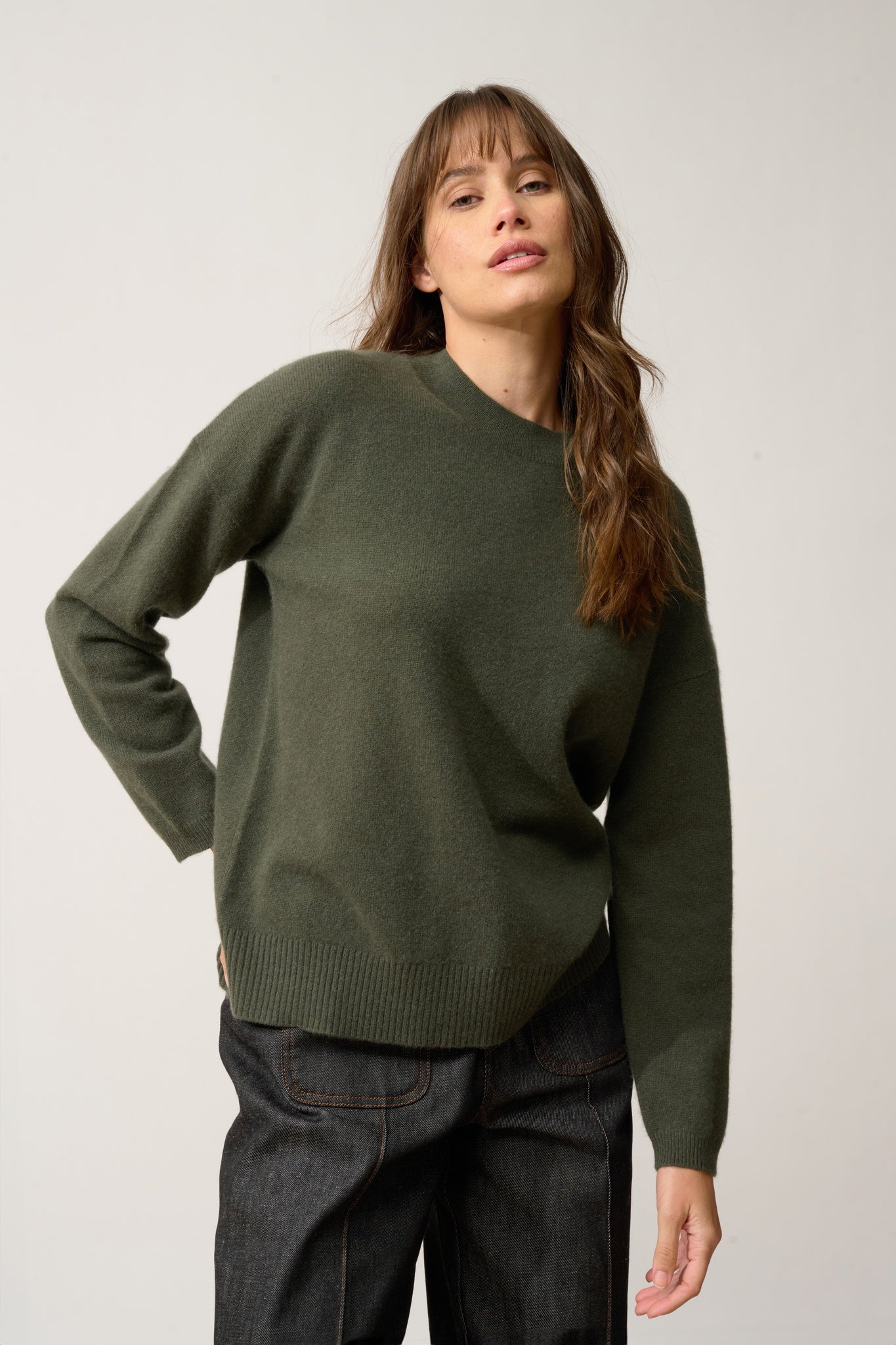 KAYLA pull col rond kaki