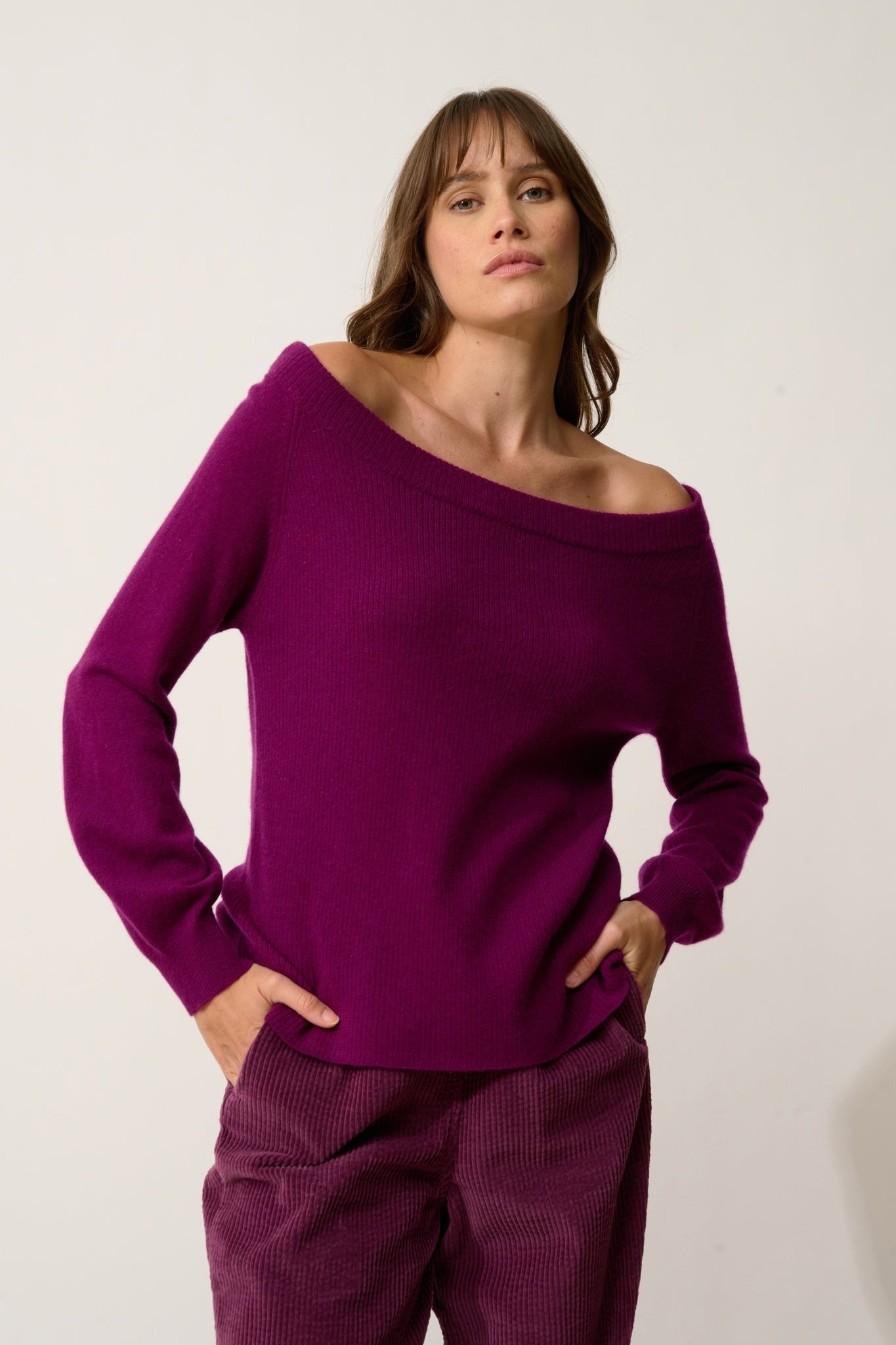 KELLY pull col bateau prune