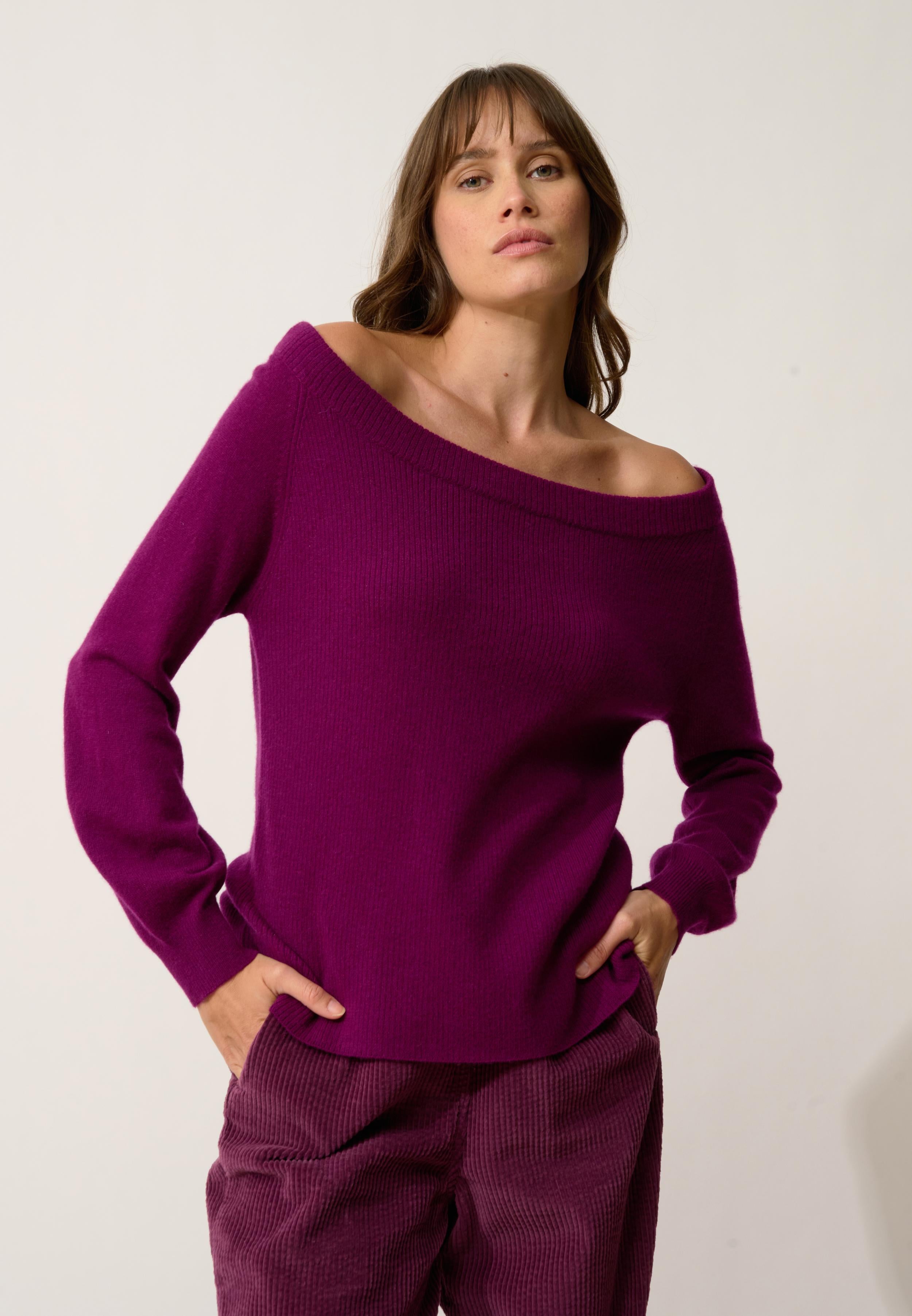KELLY pull col bateau prune