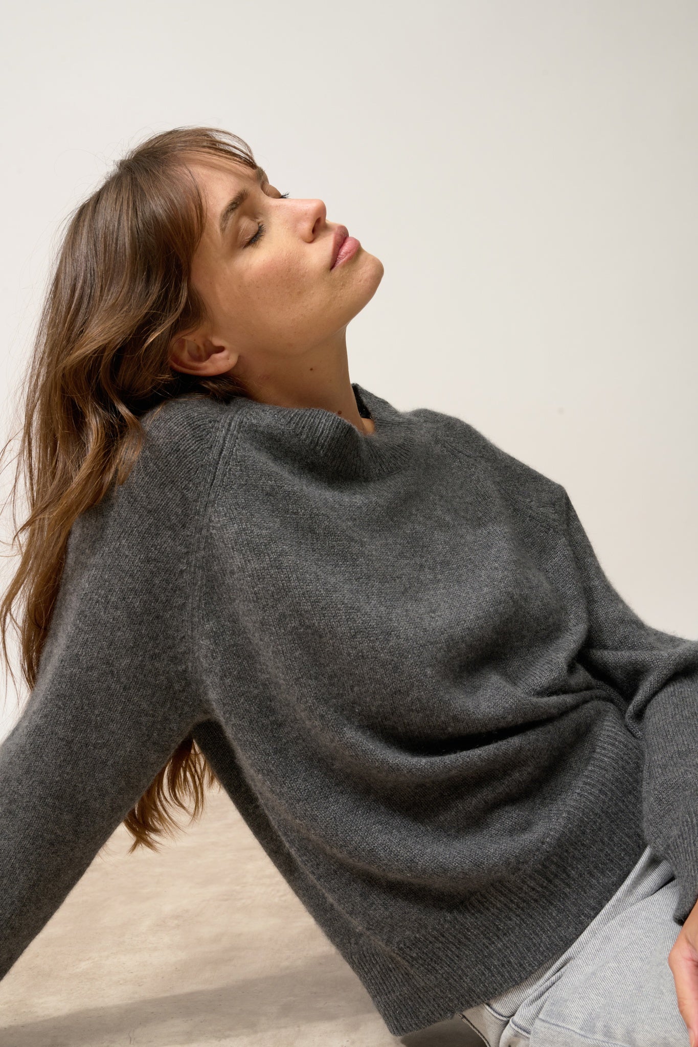 KONA pull col rond anthracite chiné