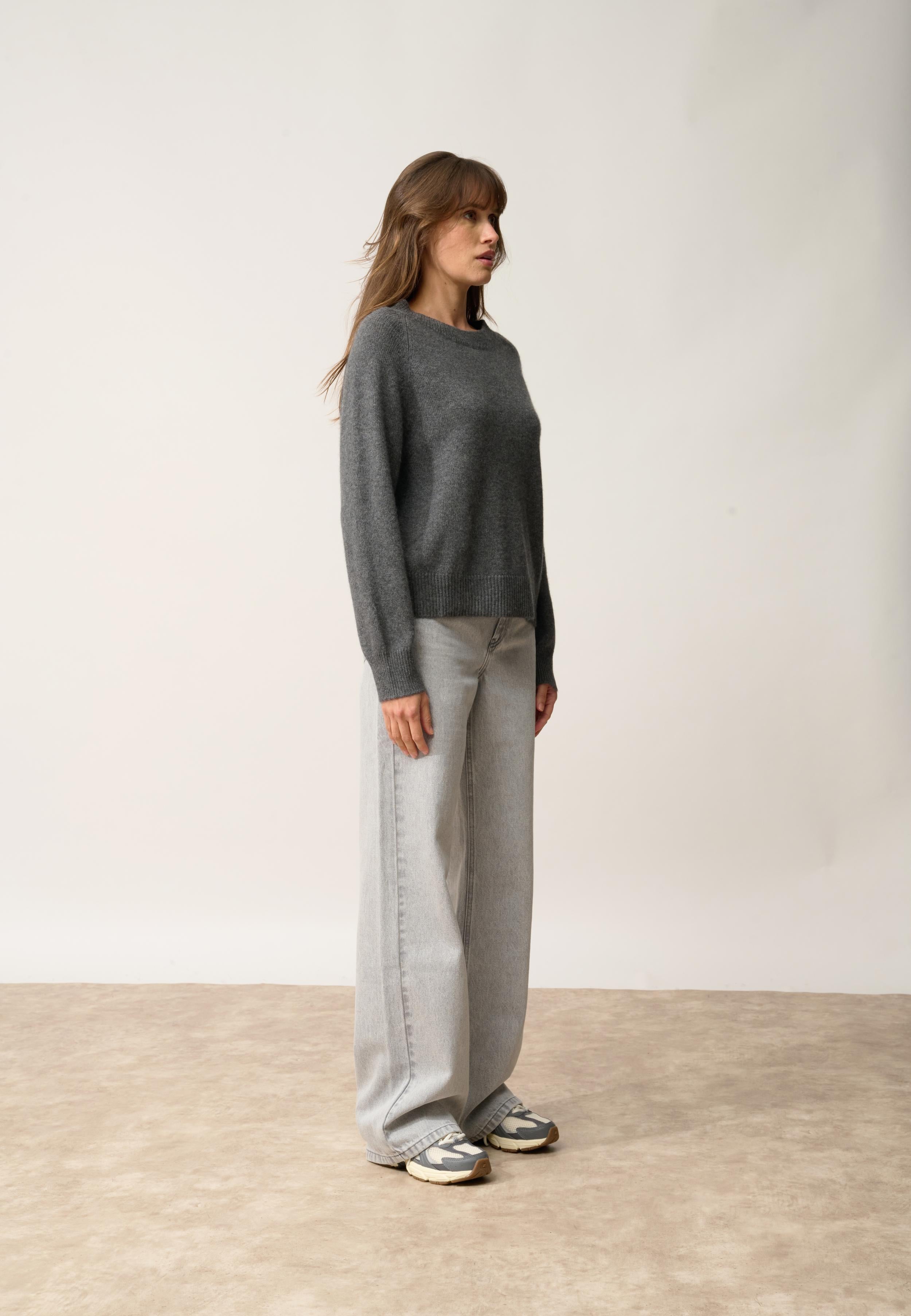 KONA round-neck sweater anthracite mottled