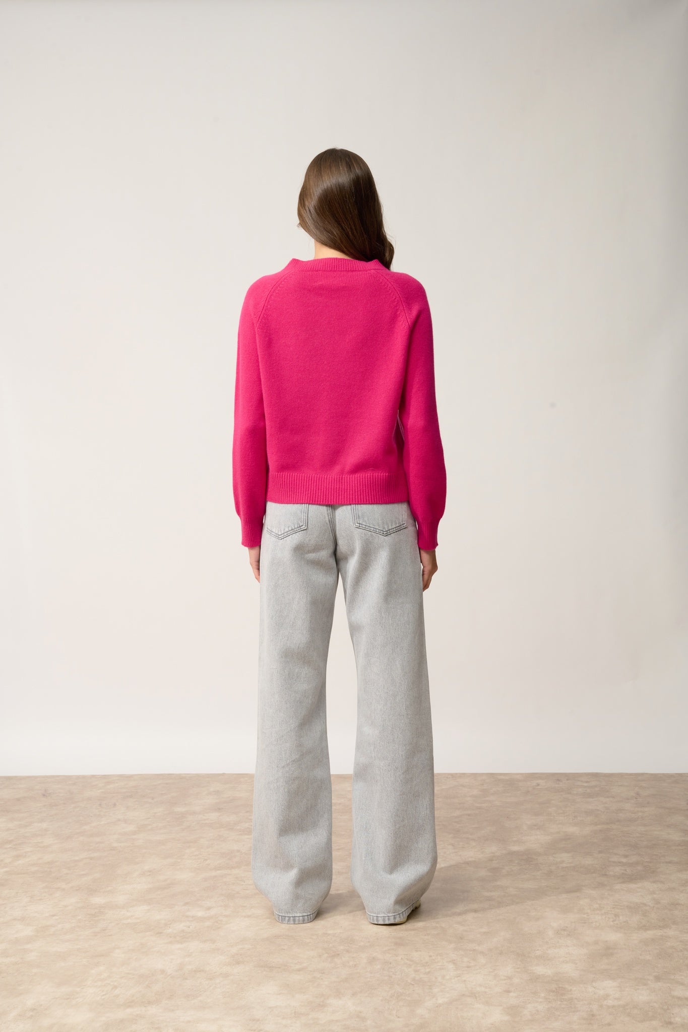 KONA pull col rond fuchsia