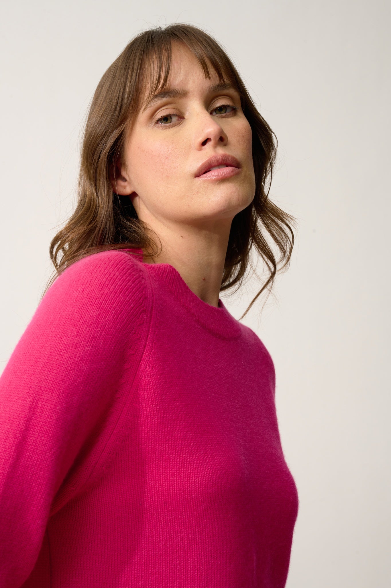 KONA pull col rond fuchsia