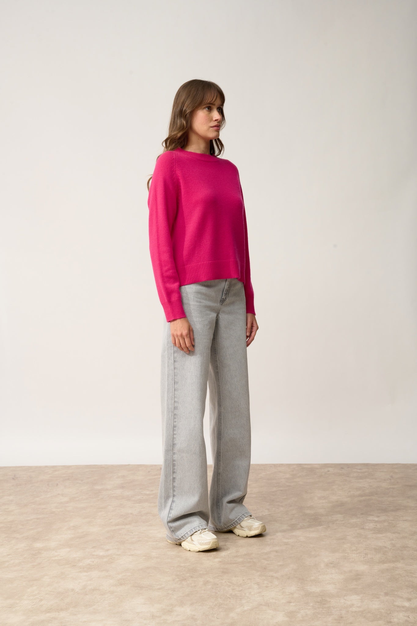 KONA pull col rond fuchsia