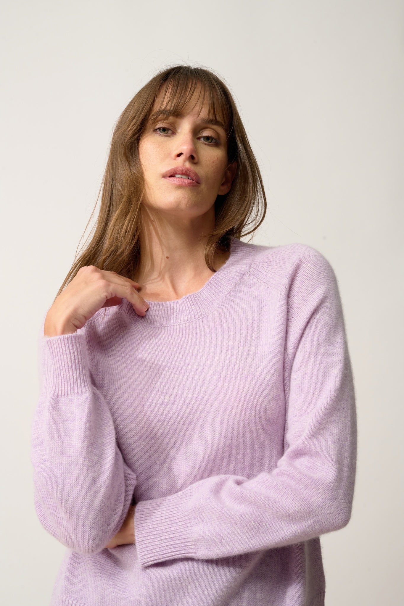 KONA pull col rond mauve chiné