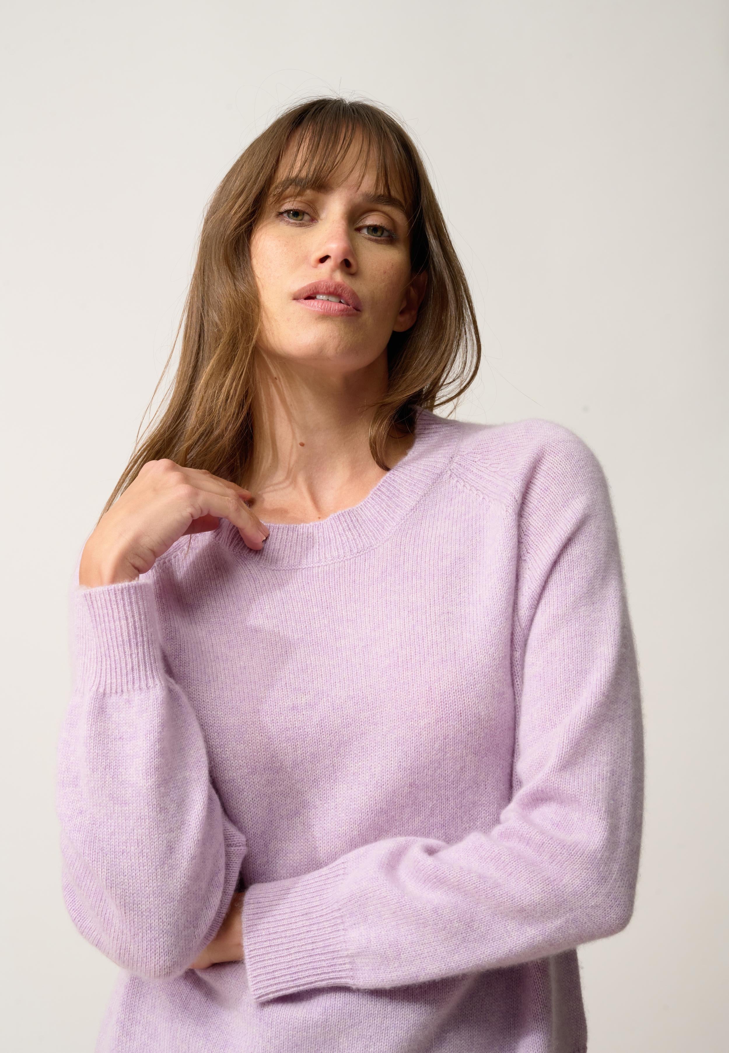 KONA round-neck sweater mauve mottled