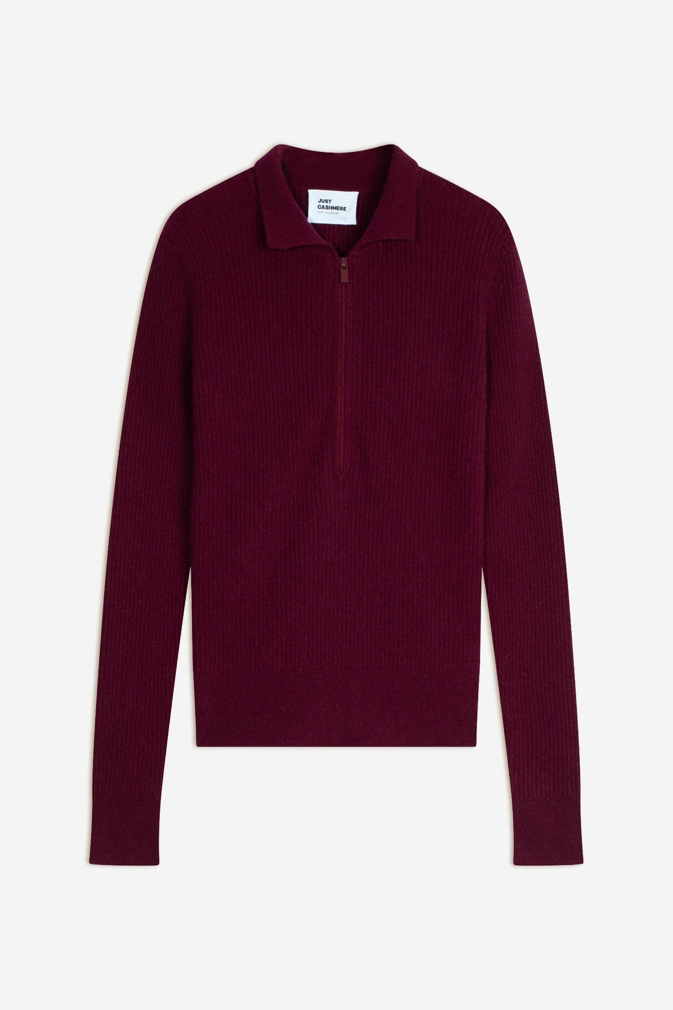 kristjan polo col zippé manches longues bordeaux