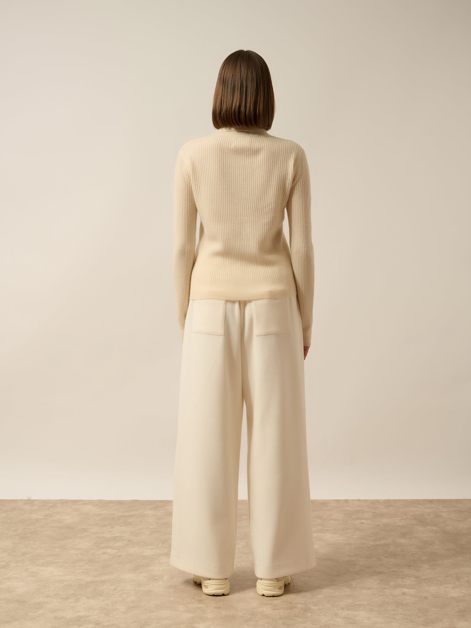 KRISTJAN polo col zippé manches longues ivoire