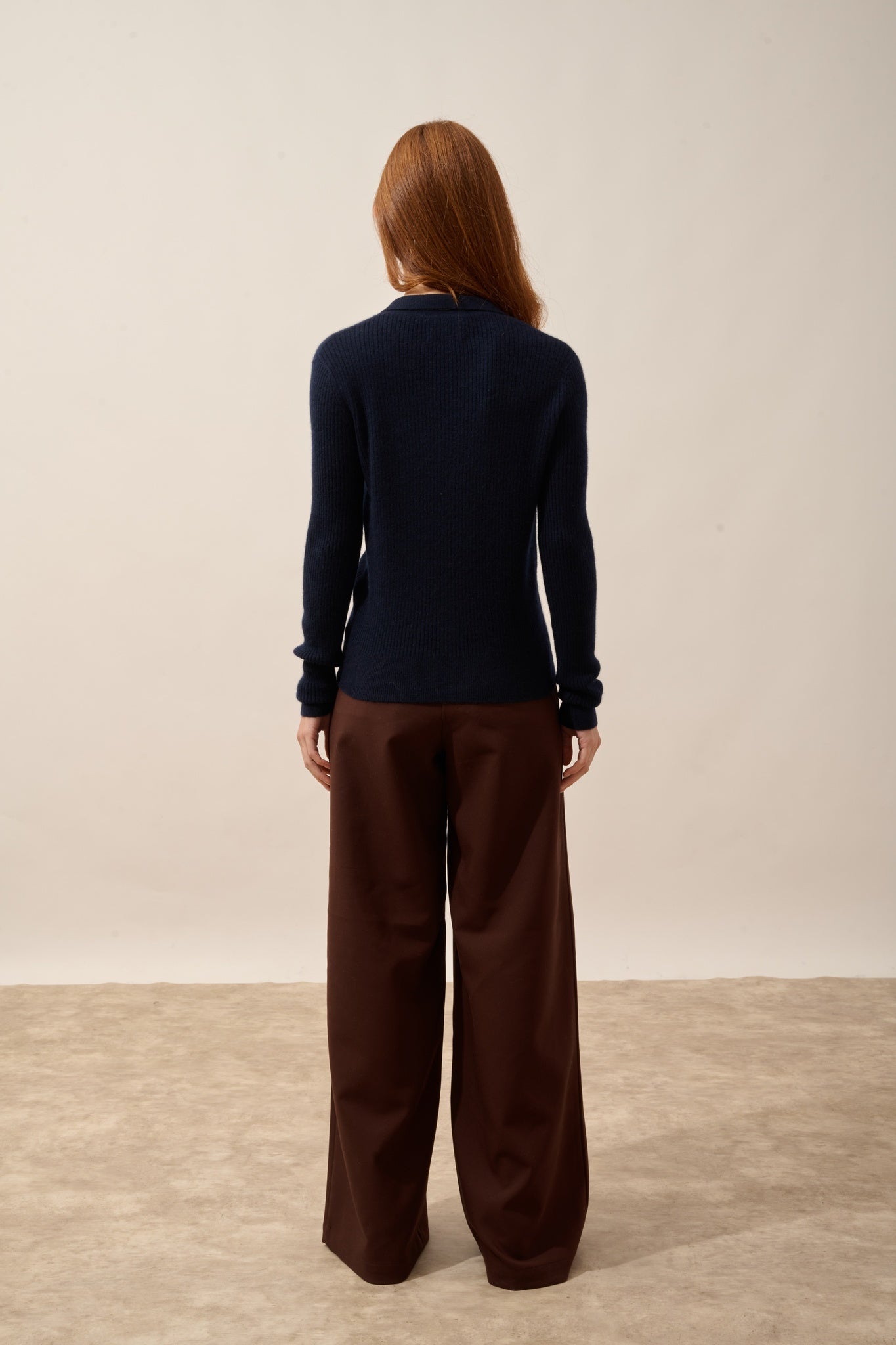 KRISTJAN polo col zippé manches longues navy