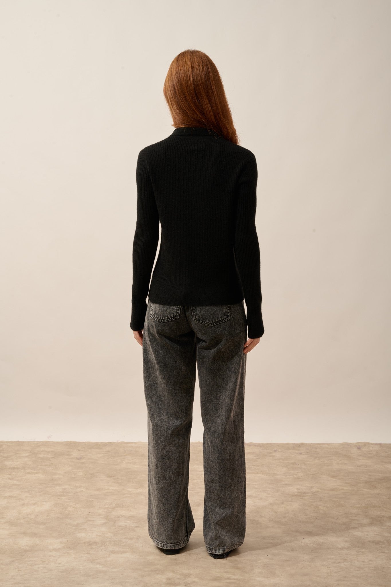 kristjan polo col zippé manches longues noir