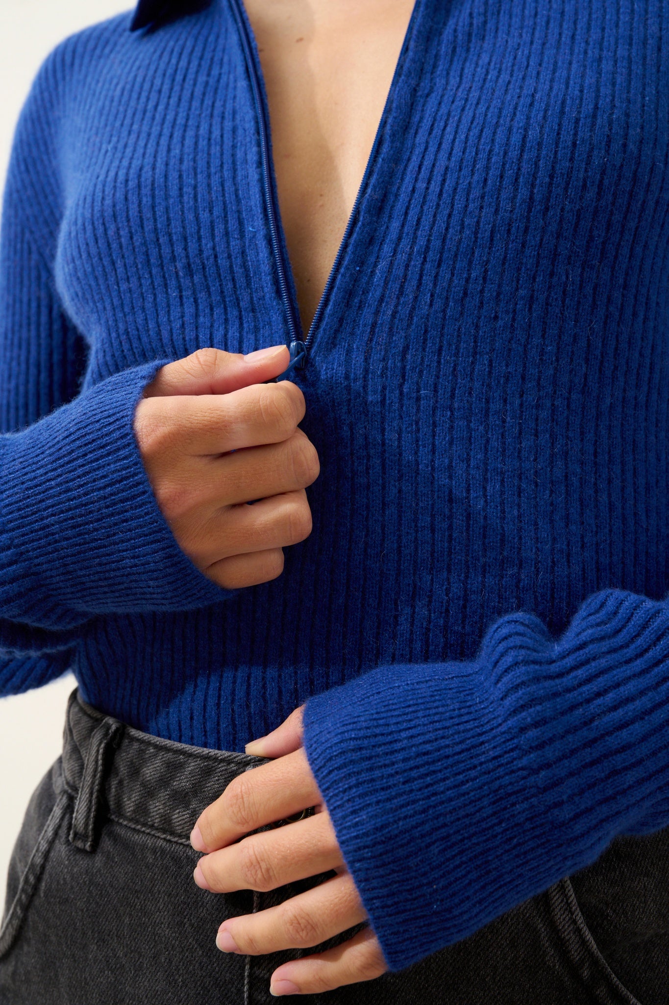 KRISTJAN polo col zippé outremer