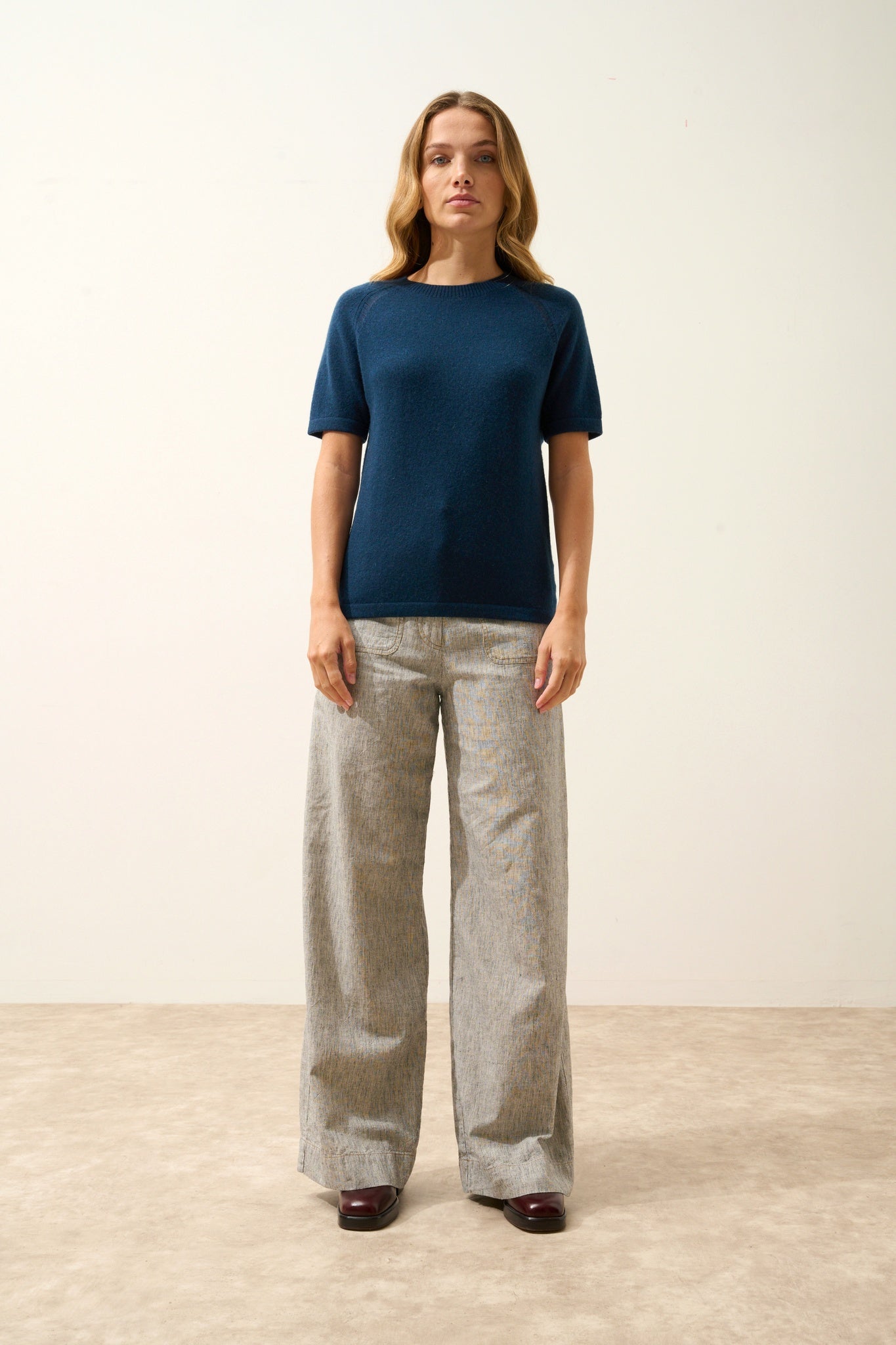 LAÏSA t-shirt col rond bleu pétrole