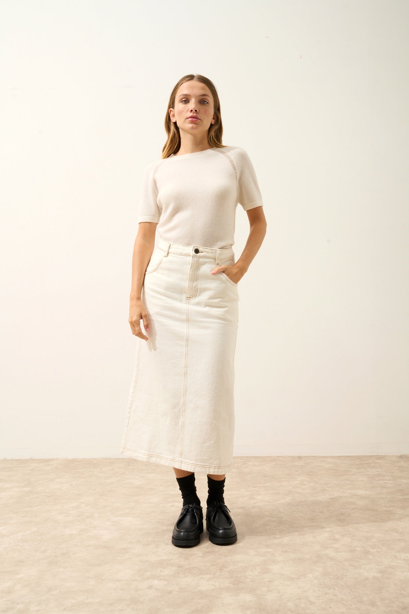 LAÏSA t-shirt col rond ivoire
