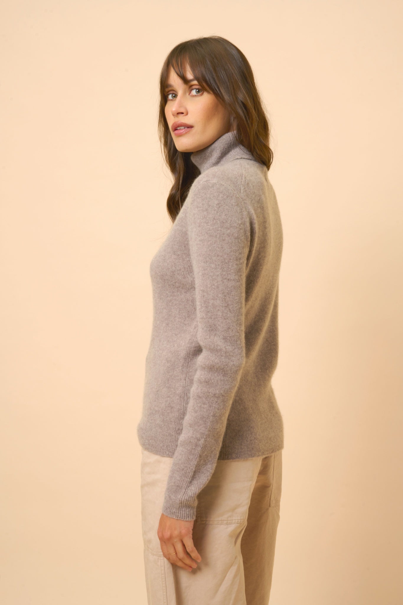 LANAIS turtleneck sweater mottled caribou