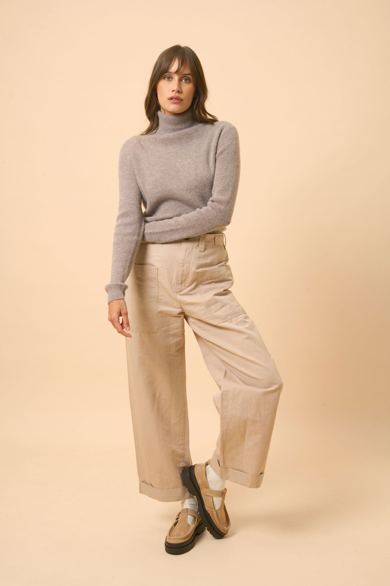 LANAIS turtleneck sweater mottled caribou